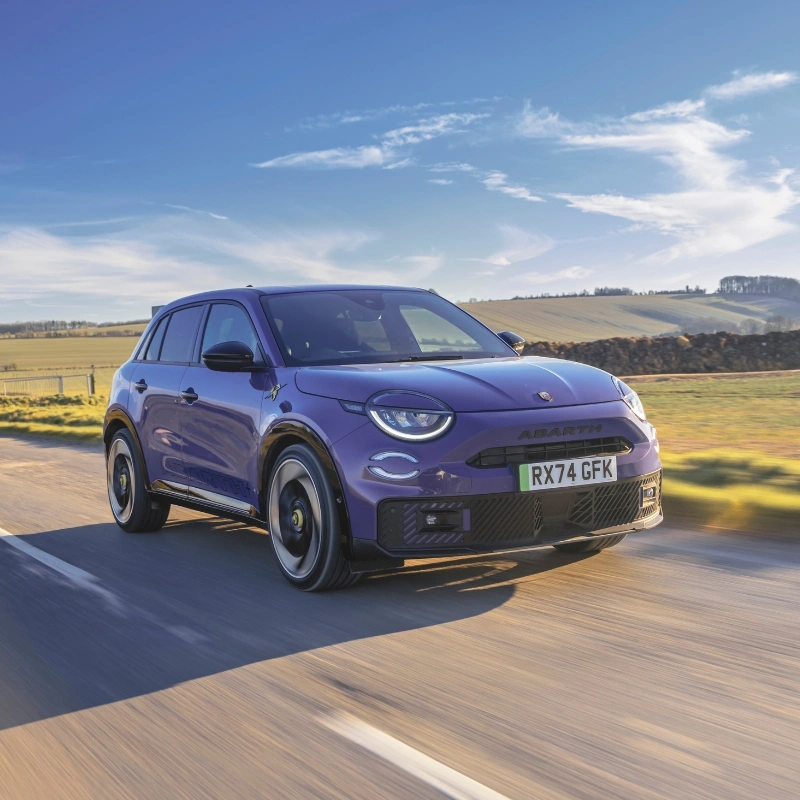 Abarth car driving on Lincolnshire road
