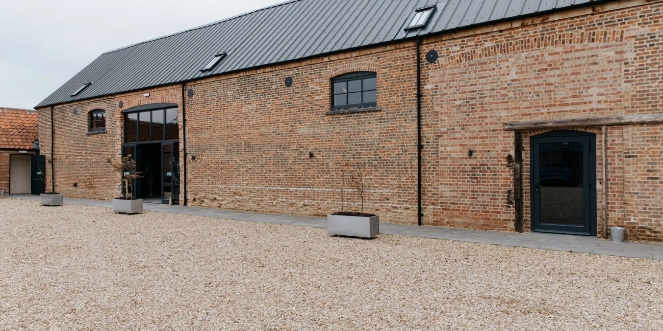 Thetford Farm Barn Ceremony Hall Exterior View