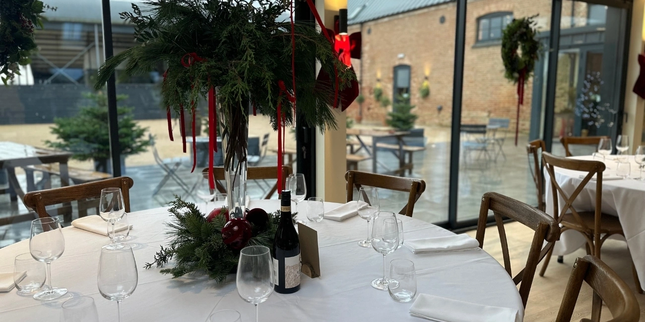 Table set with Christmas decor