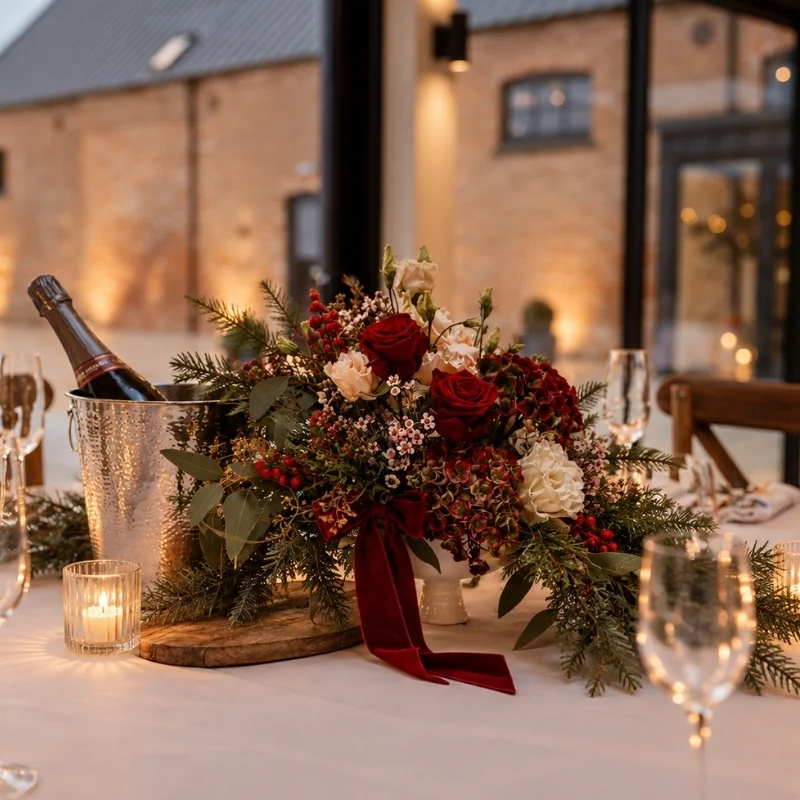 christmas table decor in dining room