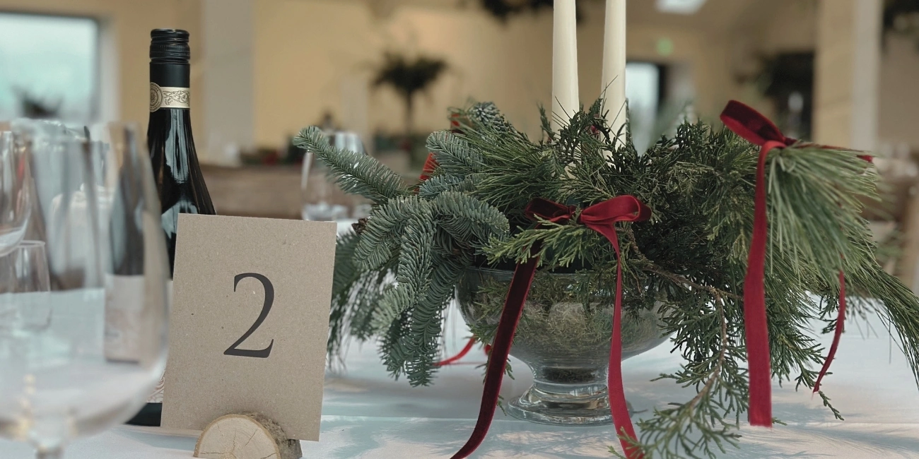 Table set with Christmas decor